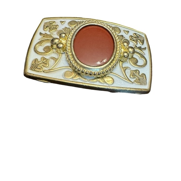 Vintage Belt Buckle Natural Polished Fire Agate Stone on Center main image 6